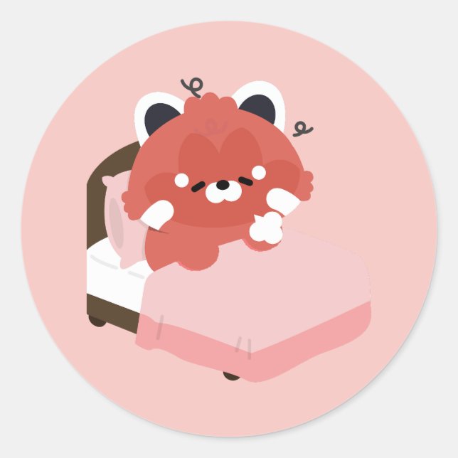 Cute Tired Red Panda Runder Aufkleber (Vorderseite)