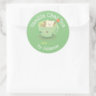 Cute tisane chai caricature épice étiquette