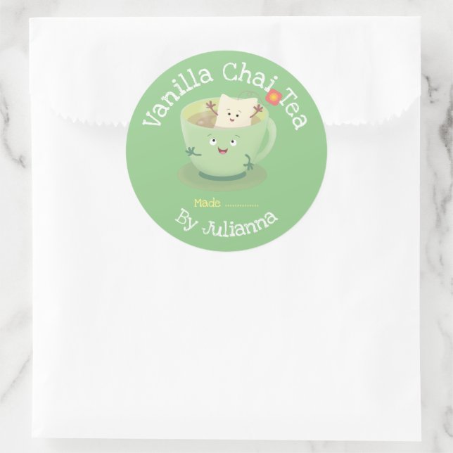 Cute tisane chai caricature épice étiquette (Sac)