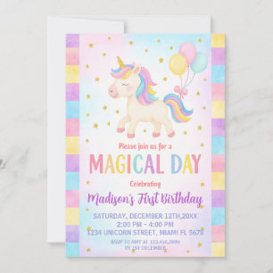 Cute Toddler Unicorn Invitation Anniversaire