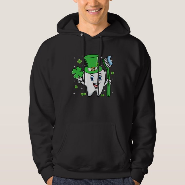 Cute Tooth With Hat Dental Assistant  St Patricks  Hoodie (Vorderseite)