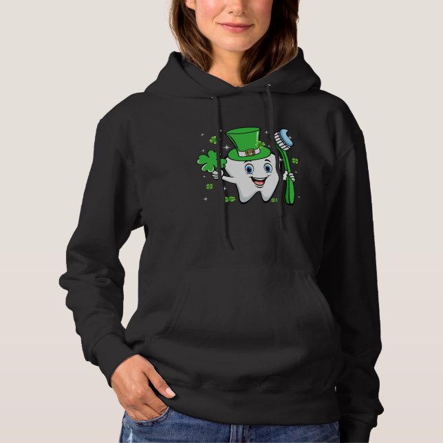 Cute Tooth With Hat Dental Assistant  St Patricks  Hoodie (Vorderseite)