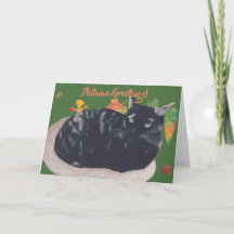 Cute Tortie Chat Dames d'automne Cartes de voeux