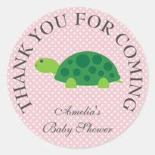 Cute tortue rose merci baby shower autocollant