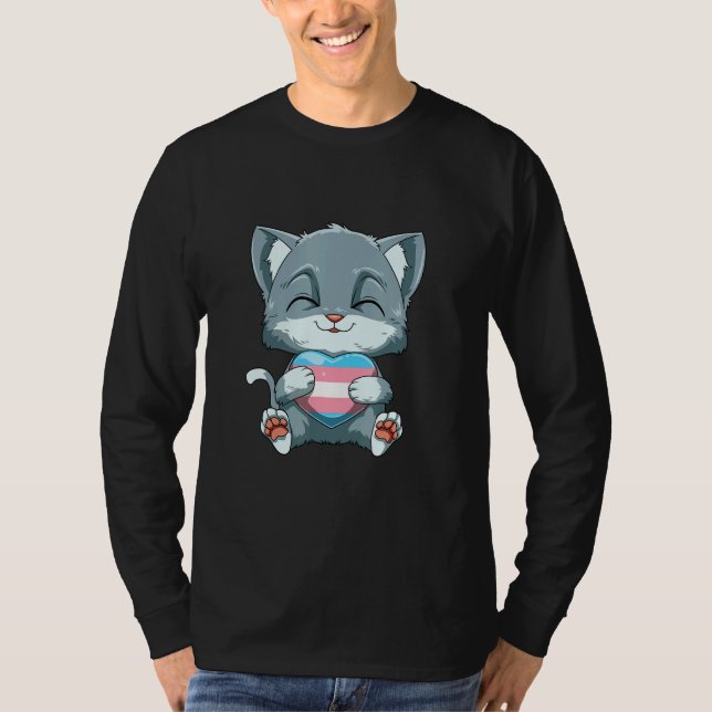 Cute Transgender Pride Cat  Cat Hugging Transgende T-Shirt (Vorderseite)