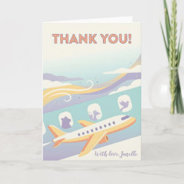 Cute Travel Lover Thank You Airplane Rainbow Sky Karte