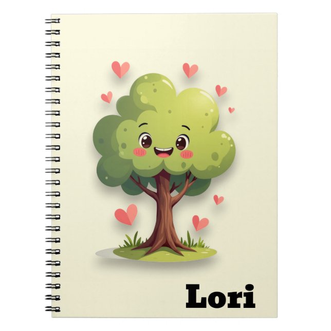 Cute Tree Love Red Hearts Spiral Notebook  Notizblock (Vorderseite)