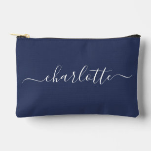 Cute Trendy Script Name Personalisiert Navy Blau Zubehörtasche