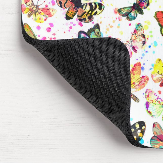 Cute Trendy Watercolor Butterflies Mousepad (Ecke)