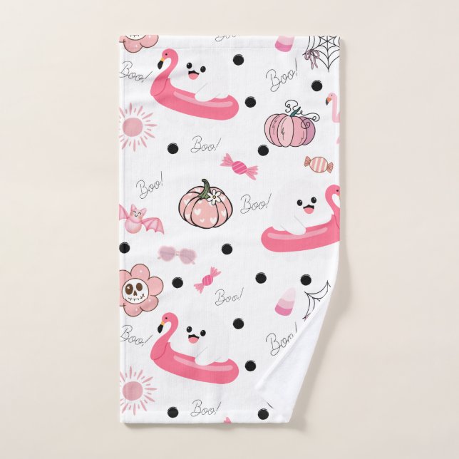 Cute Tropical Halloween – Ghosts & Flam (Serviette à main)