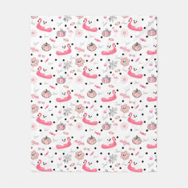 Cute Tropical Halloween – Ghosts & Flamingo Fleecedecke