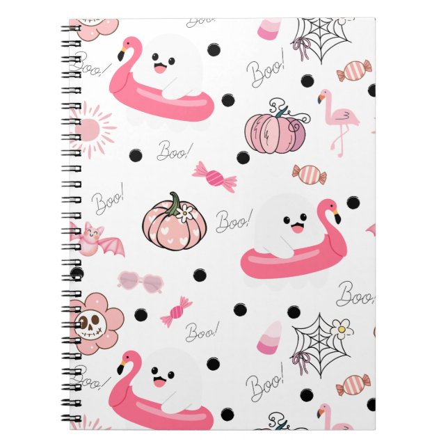Cute Tropical Halloween Journal – Ghost Flamingo Notizblock (Vorderseite)