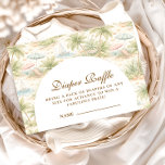 Cute Tropical Nursery Animals Diapper Raffle Begleitkarte<br><div class="desc">A whimsical watercolor design featuring a playful mix of pastel summer animals surrounded by tropical leaves, seashells, starfish, and soft botanical details. The cheerful palette of peach, mint, coral, and soft blue creates a light storybook atmosphere, while the elegant arch layout keeps the celebration details beautifully framed and easy to...</div>