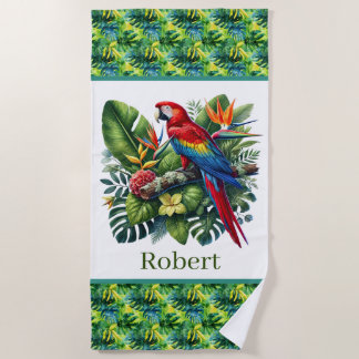 Cute tropical parrot lovers add name strandtuch