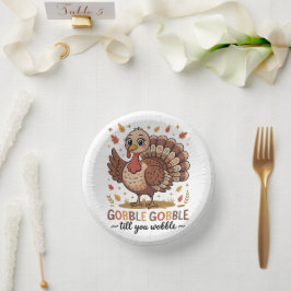 Cute Turkey & Funny Thanksgiving Vibes Pappteller