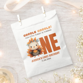 Cute Turkey Gobble Thanksgiving Fall 1st Birthday  Geschenktütchen