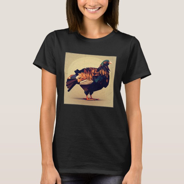 Cute Turkey Illustration Colorful Birds Leaf Women T-Shirt (Vorderseite)