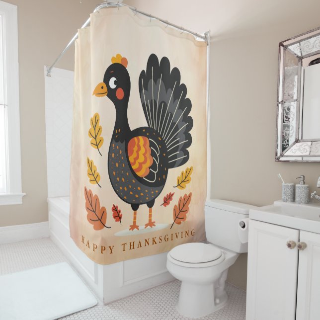 Cute Turquie Bon thanksgiving Douche rideau (En situation)