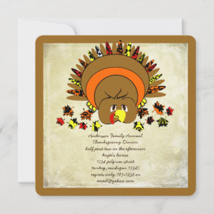 Cute Turquie Thanksgiving Dîner Invitation