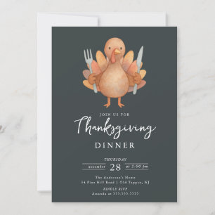 Cute Turquie Thanksgiving Dîner Invitation