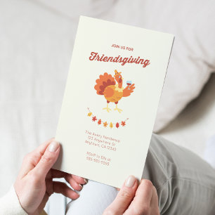 Cute Turquie Vin Friendsgiving Invitation