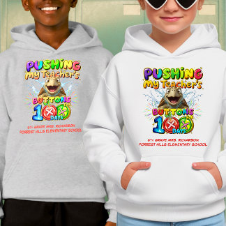 Cute Turtle 100 Days Pushing Teacher's Buttons Hoodie