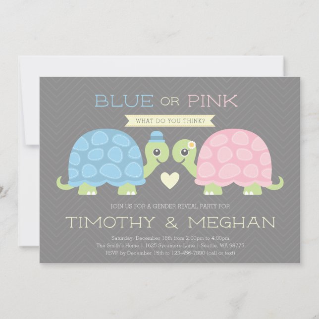 Cute Turtle Genre Reveillez Invitation (Devant)