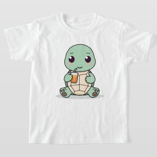 Cute Turtle Kids T-Shirt Kawaii Animal Design (Ablage )