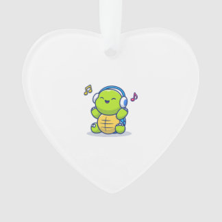 Cute Turtle Listening Music With Headphone