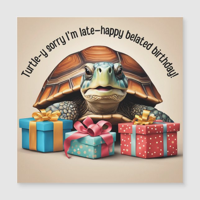 Cute Turtle Pun amusant Belny Anniversaire Carte (Devant)