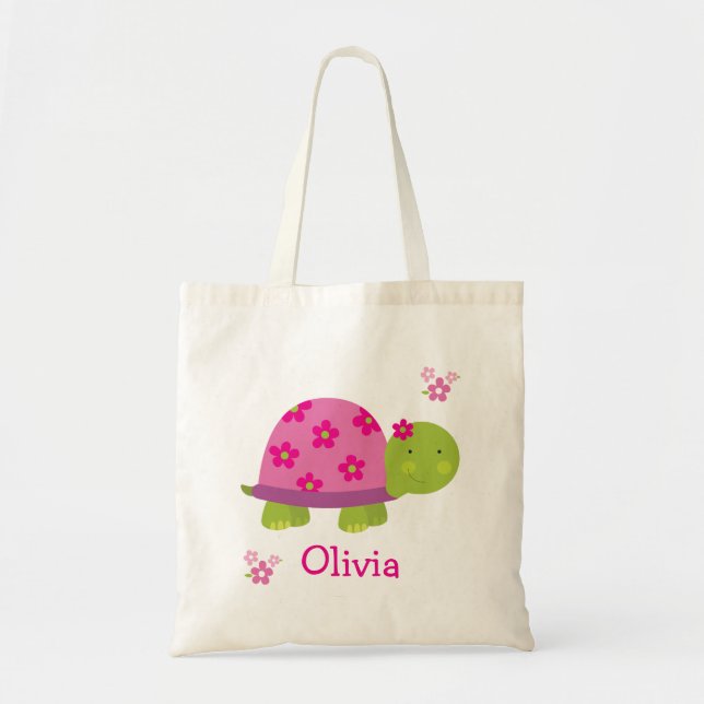 Cute Turtle Sac personnalisé Fourre-tout pour fill (Devant)