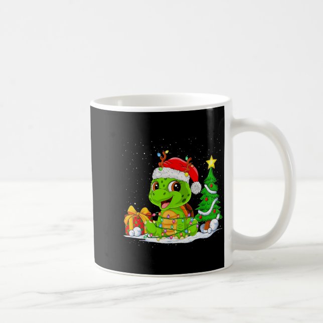 Cute Turtle Santa Christmas Tree Lights Xmas Pajam Kaffeetasse (Rechts)