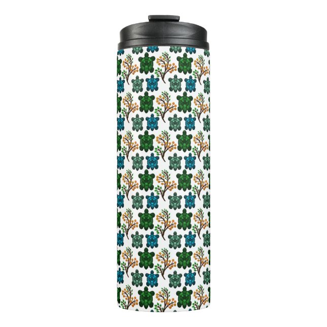 Cute Turtle Seamless Pattern | Ocean Animal Repeat Thermosbecher (Vorderseite)
