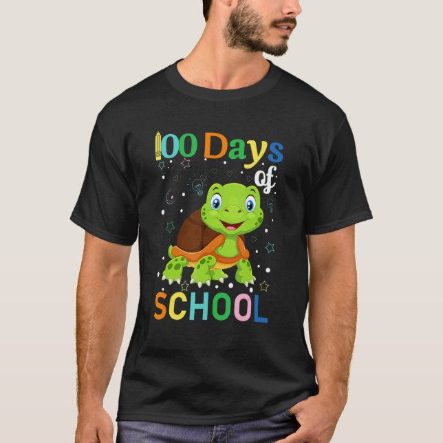 Cute Turtle Teacher Student 100th Day of School T-Shirt (Vorderseite)