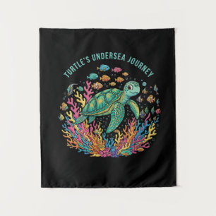 Cute Turtles Unterwasserreise   Farbiger Ozean Wandteppich
