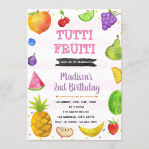 Cute tutti fruité soirée thème invitation