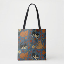 Cute Tuxedo and Orange Tabby Cats Autumn Tasche