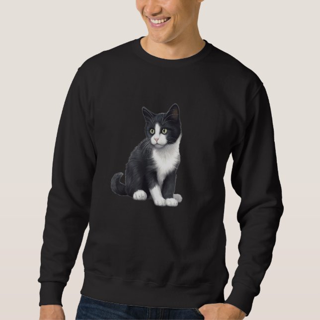 Cute Tuxedo Cat  Kitten Sweatshirt (Vorderseite)