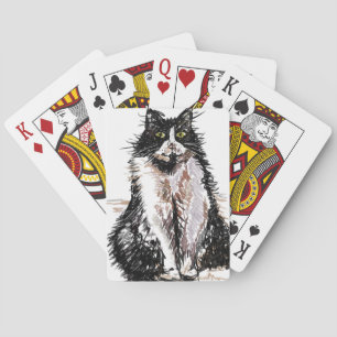 Cute Tuxedo chat aquarelle jeu de cartes