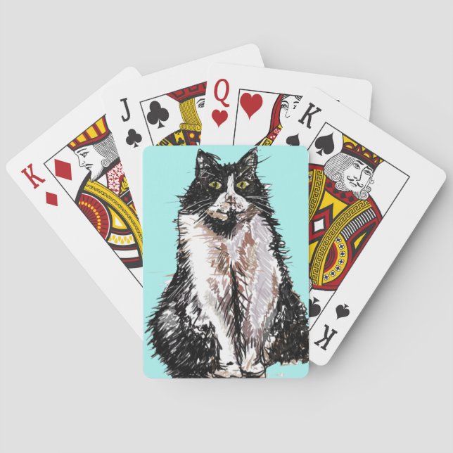 Cute Tuxedo chat aquarelle jeu de cartes (dos)