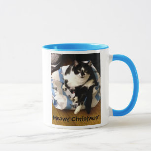 Cute Tuxedo Chat Noël Présente Mugs