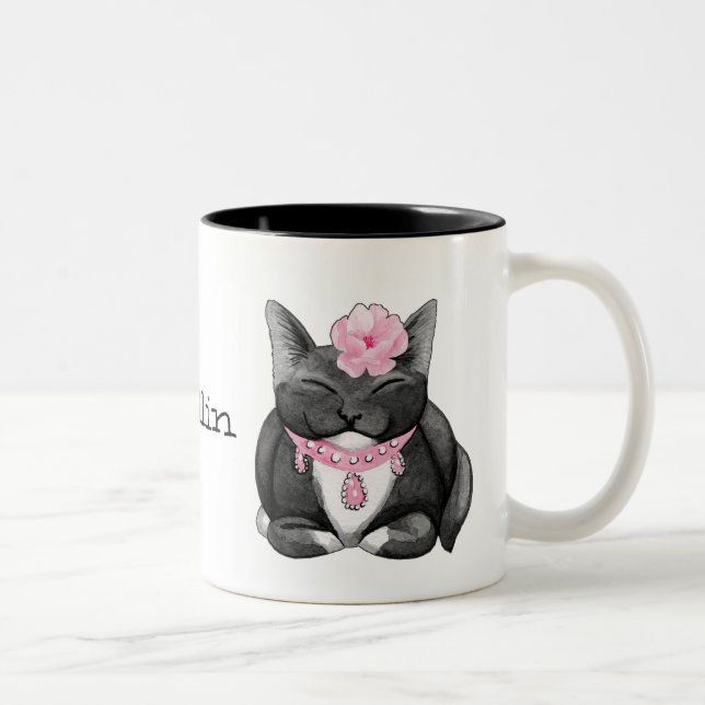 Cute Tuxedo Kitty Chillin Mug (Droit)