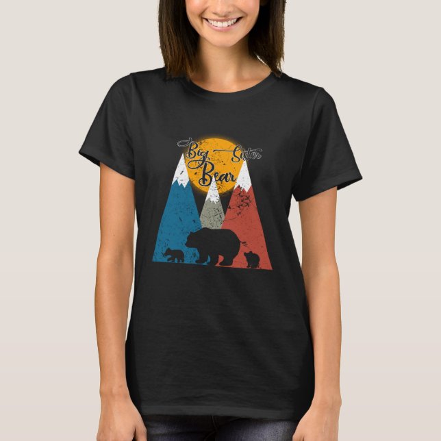 Cute Twin Big Sister Bear Two Cubs Little Bears Fa T-Shirt (Vorderseite)