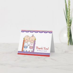 Cute Twins 1er Anniversaire Carte de remerciements