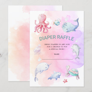 Cute Under the Sea Diaper Raffle Ticket Invitation