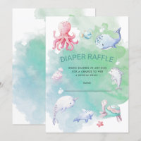 Cute Under the Sea Diaper Raffle Ticket Invitation