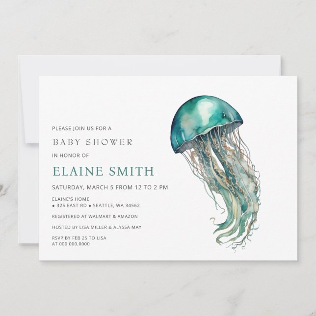 cute Under the sea jellyfish baby shower Einladung (Vorderseite)