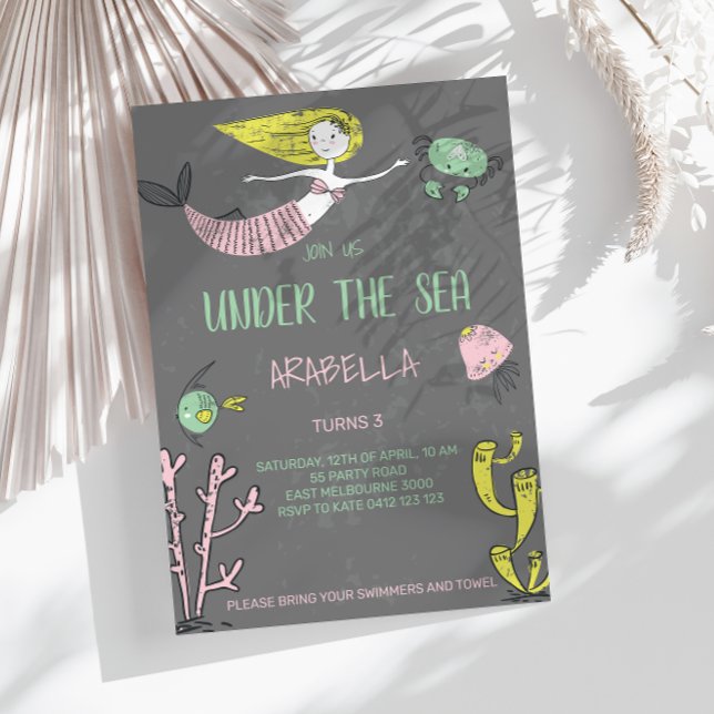 Cute Under the Sea Mermaid Invitation Anniversaire (Créateur téléchargé)