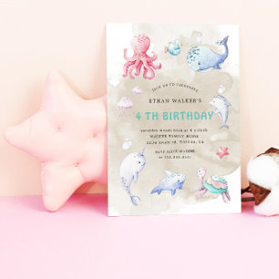 Cute Under the Sea Watercolor Invitation Anniversa