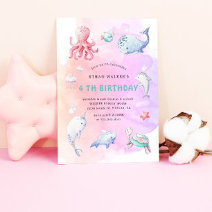 Cute Under the Sea Watercolor Invitation Anniversa